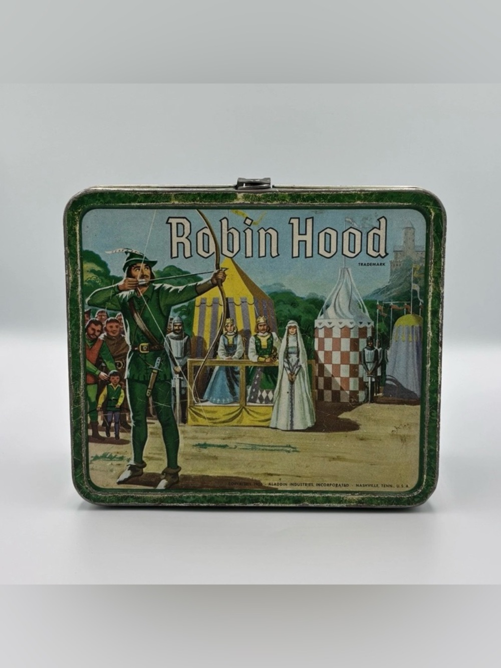 Vintage Retro 1956 Aladdin Robin Hood Metal Lunch Box Made in U.S.A. NO THERMOS
